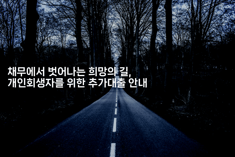 채무에서 벗어나는 희망의 길, 개인회생자를 위한 추가대출 안내-뿅망치 생활정보