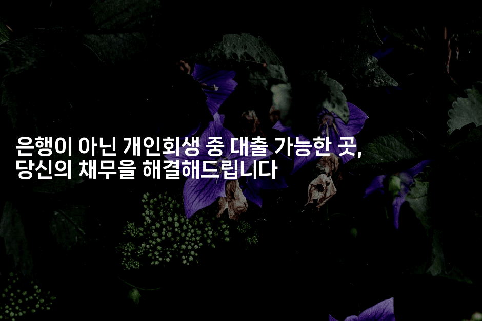 은행이 아닌 개인회생 중 대출 가능한 곳, 당신의 채무을 해결해드립니다-뿅망치 생활정보